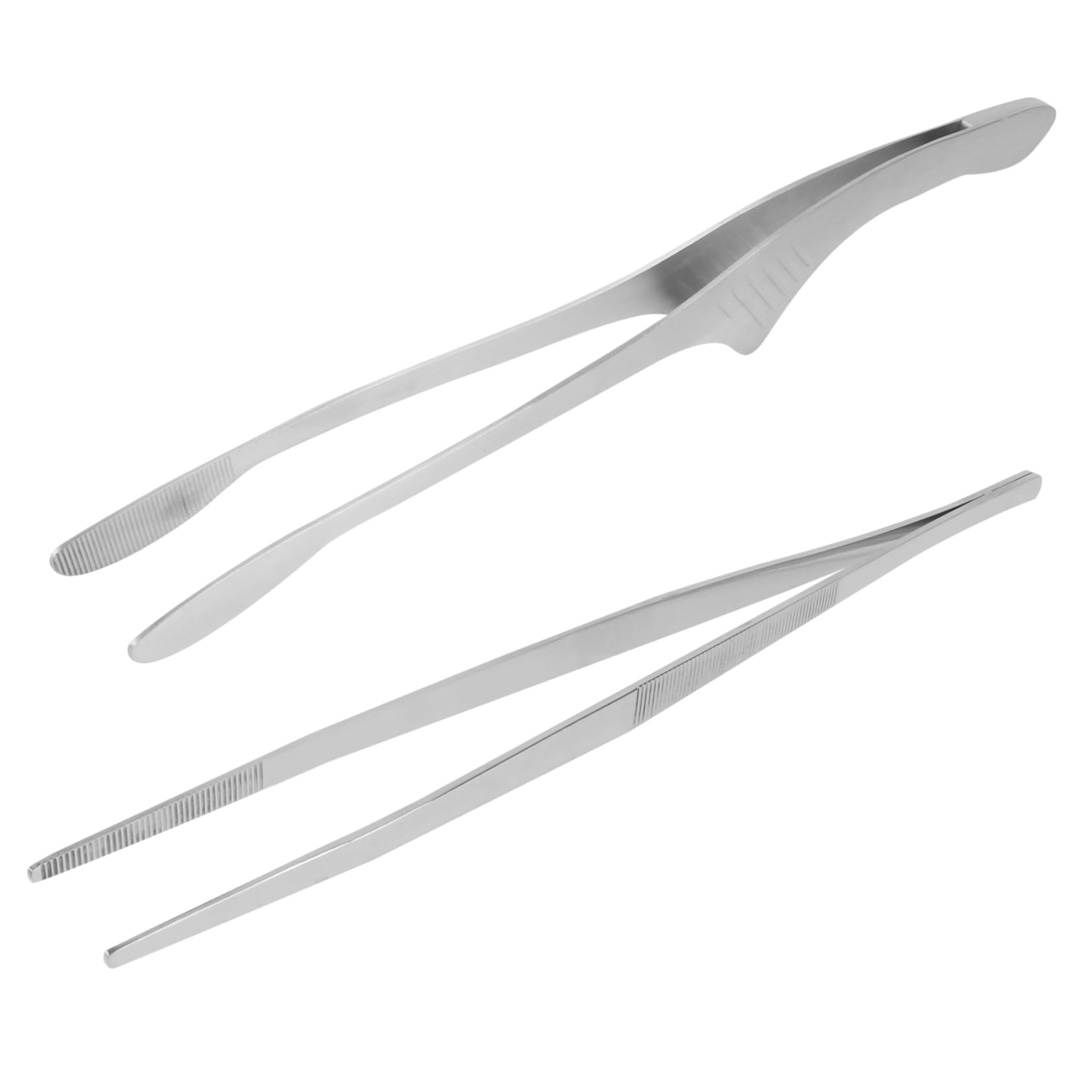Garneck 2pcs Stainless Steel Barbecue Tongs Food Clips and Bread Grippers for Bbq Grilling and Buffet Serving Comfortable Grip with Design