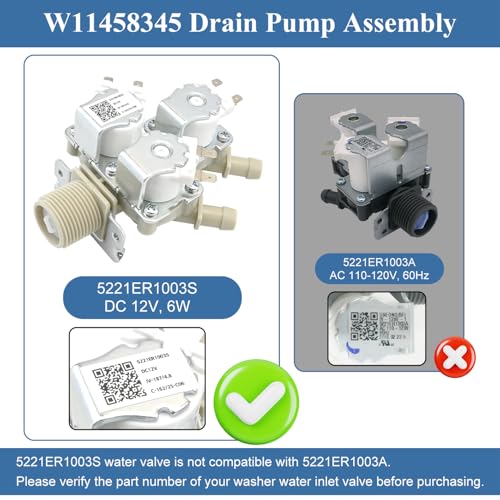 Image of 5221ER1003S Washer Water Inlet Valve Compatible with kenmore: WKE100HVA, WM4000HBA, WM3400CW, WM4000HWA, WM3470CW etc, Replace 4869496, AP6798394, PS12587936, EAP12587936, PD00057211 etc
