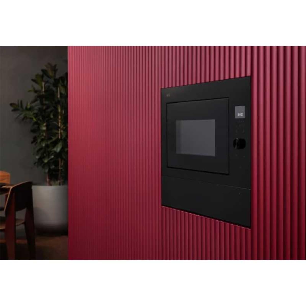 AEG OS5MG20EB Einbau-Mikrowelle, 20 l, 800 W, Grillfunktion, LED-Display, elektronische Öffnung, Schwarz mit Edelstahl-Finish, Anti-Fingerabdruck