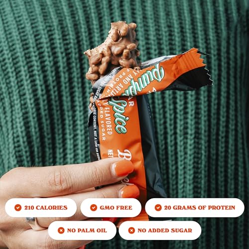 Image of Barebells Protein Bars Pumpkin Spice - 12 Count, 20g High Protein Treats - Seasonal Pumpkin Spice Nutrition Bar with Low Sugar - On-The-Go Breakfast or Post-Workout Snack