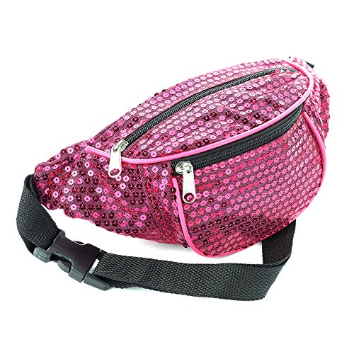 Bumbag Waist Fanny Pack Running Belt, Men Women Unisex Bum Bag Adjustable Belt for Outdoors Workout Hiking Gifts for Men Women Festivals Holiday Wear (Pink Sequin)