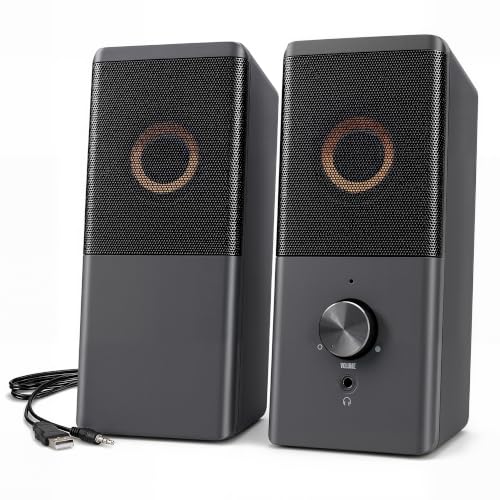ROSON Computer Speakers for Desktop PC with Volume Control & Headphone Jack