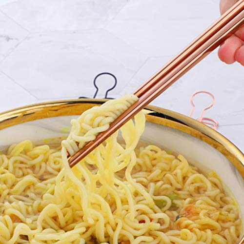 Buyer Star 5-pair Stainless Steel Chopsticks Metal Reusable Rose Gold Chopsticks Chinese Square Chopsticks