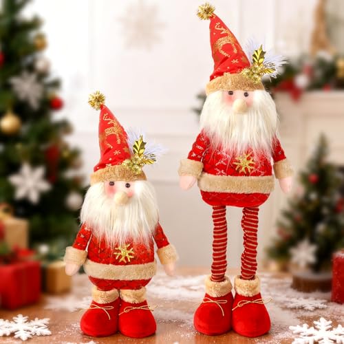 YGVQN Weihnachtsmann mit Teleskopbeinen 60 cm, Plüsch-Santa Claus...