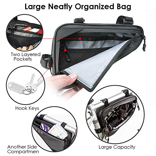 WOTOW Bike Frame Storage Bag, Water Resistant Reflective