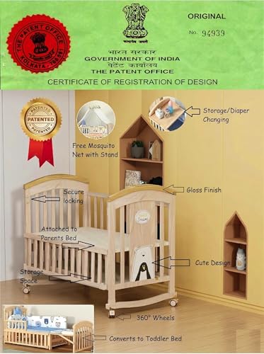 Image of BabyTeddy 15 in 1 Original Patented Multifunctional Baby Crib, Baby Cot, Toddler Bed,Cradle Rocker,Convertible Desk,Kid's Sofa Mode and Designer Mosquito Net,Diaper Changing Station