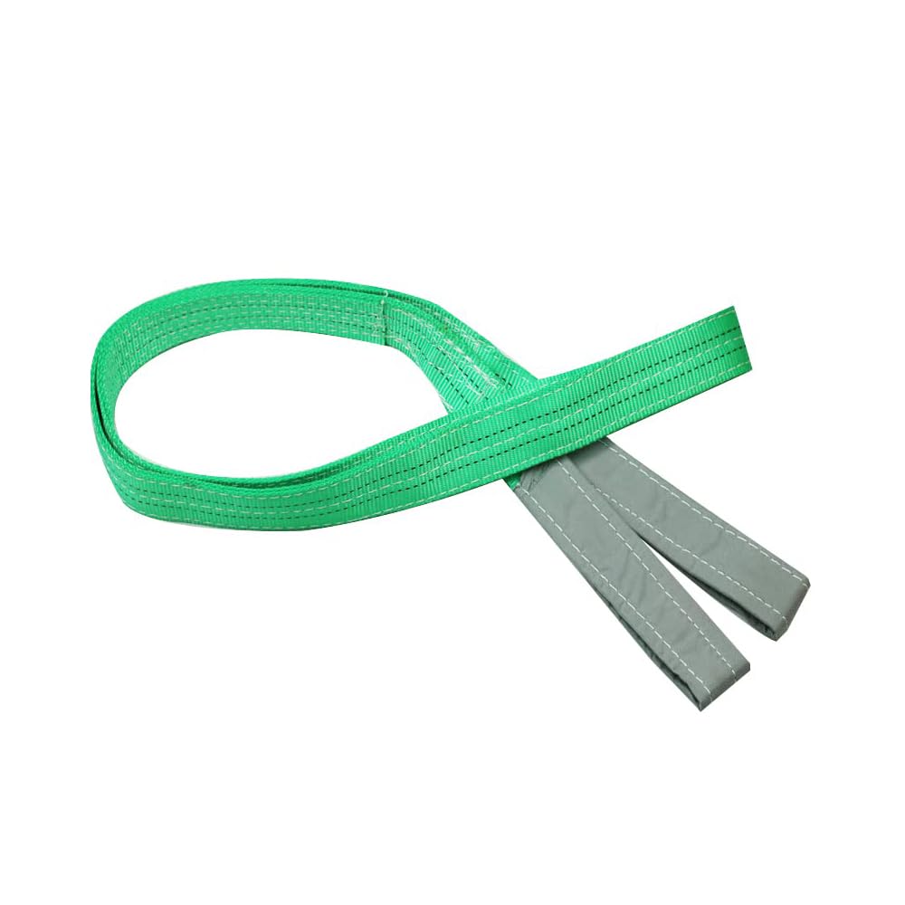 Sangle de polyester duplex pour le levage de charges, résistante, plate, anti-coupures et anti-abrasion, sangle de levage pour le stockage en mouvement, 2T 1 m, couleur verte