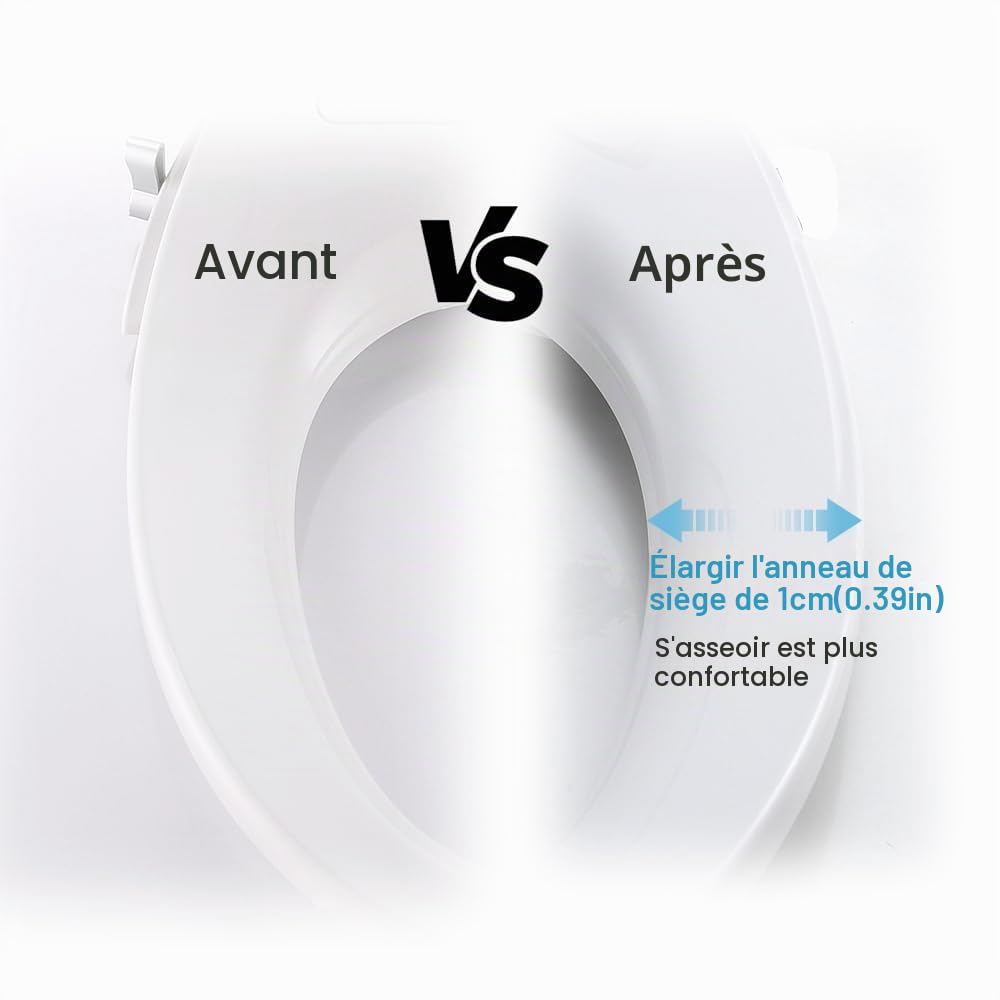 Siège de bidet non électrique pour toilette avec double buses auto-nettoyantes séparées à l'arrière et pulvérisation d'eau naturelle pour le nettoyage féminin, siège de toilette à fermeture douce