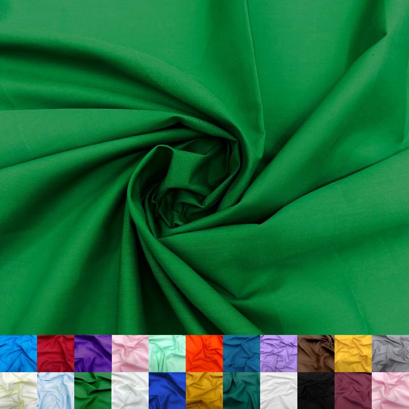 Ice Fabrics Cotton Polyester Broadcloth Fabric by The Yard - 60" Wide Soft & Breathable Broadcloth Fabric for Sewing - Perfect for Apparel, Bedding, Curtains and More - Kelly Green - 2 Yards