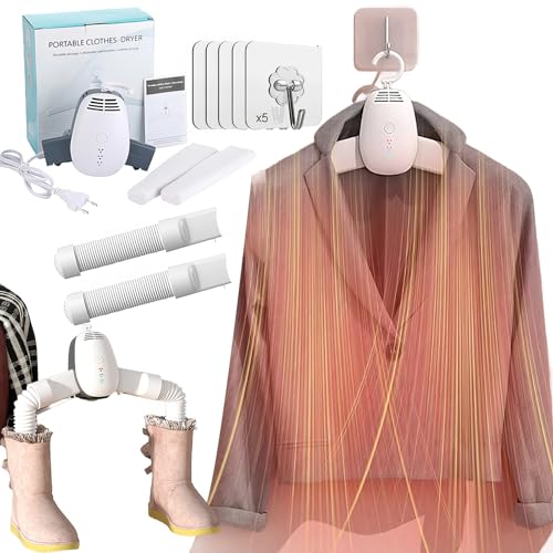 HYQNG Secadora De Ropa Eléctrica Portátil Secadora De Zapatos 2 En 1, Mini Tendedero De Ropa con Calefacción para Viajes con Percha Extraíble, 2 Niveles De Secado De Aire Caliente, Tendedero De Ropa