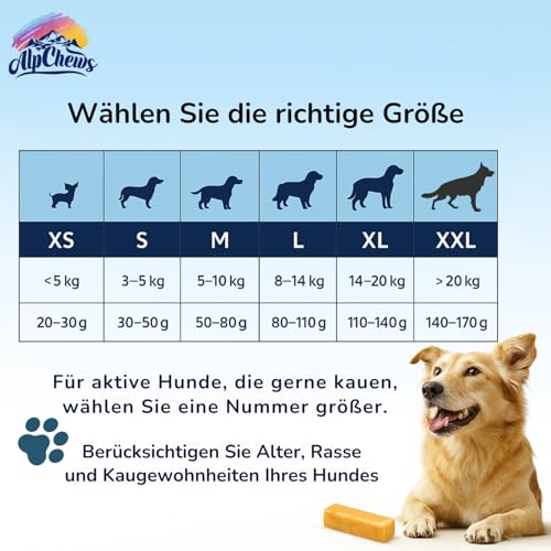 Alp Chews Hartkäse für Hunde – Extra Large 2 Stück – Natürlicher Kauknochen – Kaukäse zur Zahnpflege & Langen Kaudauer