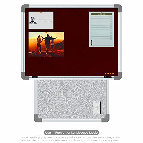 Image of Scholar Art Metis 1.5x2 Feet Fabric Pin-up Board for Study Room & Wall | High Strength Velvet Cloth + High Density Soft Board for Pinning Photos, Sticky Notes & Reminders (Maroon)