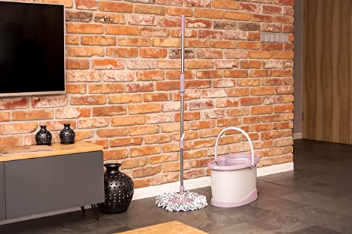 Image of York Microfiber Built-in Rotating Mop - 360 Degree Auto Spin Foot Pedal With Telescopic Handle and 2 Refills,Modern Style for Efficient Floor Cleaning,High-Performance System With Easy Handling,White