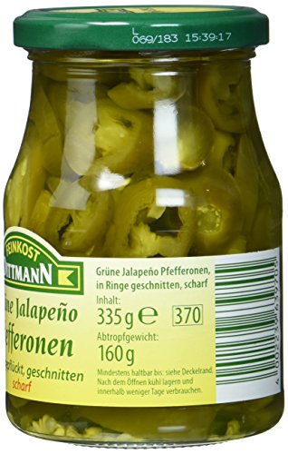 Feinkost Dittmann Grüne Jalapeño-Peperoni, in Ringe geschnitten Glas, 6er Pack (6 x 335 g) – Bild 3