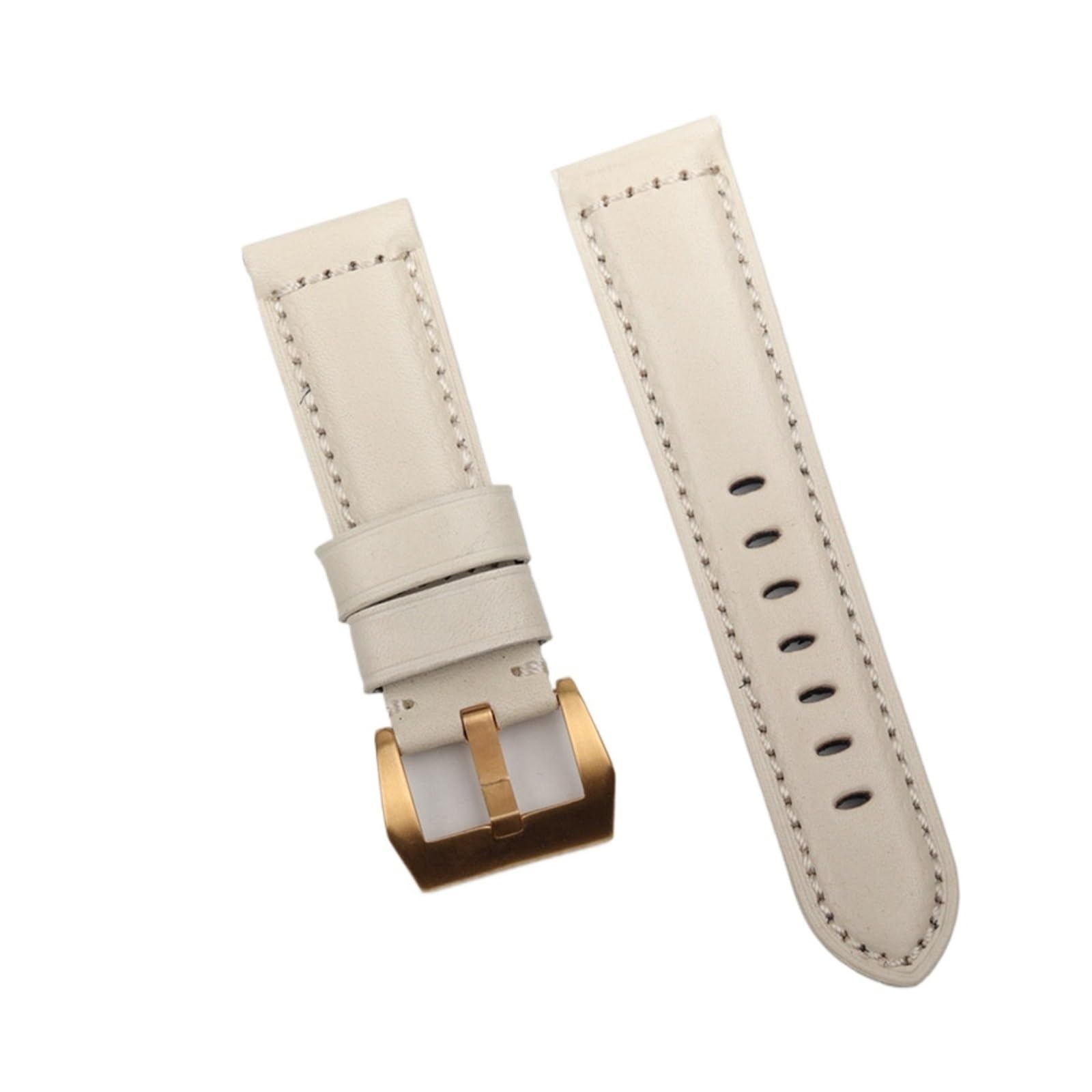 Run Ken Bracelet de montre beige 22 mm 24 mm en cuir véritable de remplacement compatible avec les bracelets