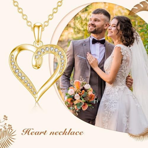14k Solid Gold Heart Pendant with Moissanite Eternal Love Heart Necklace Jewelry Birthday Anniversary Mothers Day Gifts for Mom Her Wife2