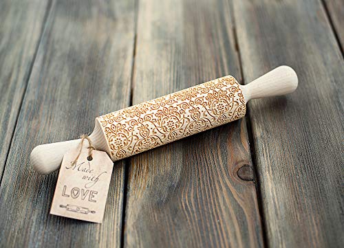 Tracery Rolling Pin, 3D Cookie Stamp, Floral Ornamental Pattern Imprint Utensil, Engraved And Embossing Cookie Stamp, Guipure Cookie Roller #TOP1