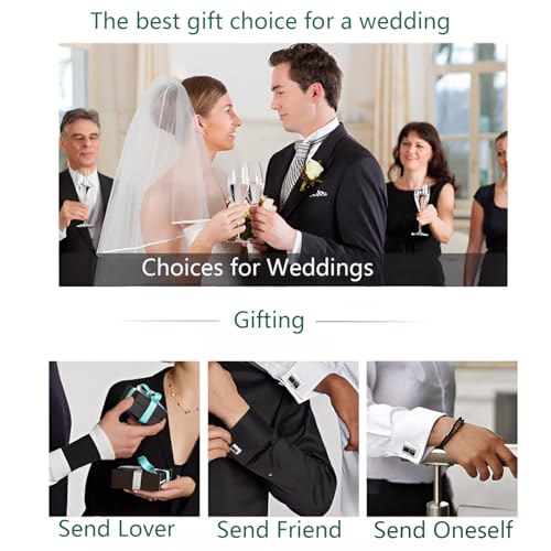 Image of Cufflinks for Men Classic Wedding Business Shirt Cuff Links Set Gifts with Box