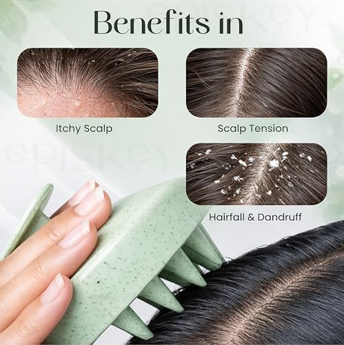 Image of Scalp Massager Shampoo Brush, Eco-Friendly Wheat Straw Body With Soft Silicon Bristles, Hair Scalp Scrubber, Scalp Exfoliator | Dandruff Removal, Prevents Hair Loss For Men, Women (Jg-35)