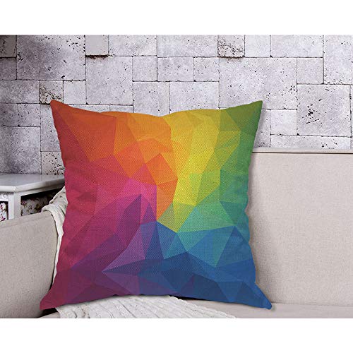 Aoyego PILLOWCASE-ZTT-C206 Colorful Irregular Polygon Throw Pillow Cover Cubism Triangle Geometric Mosaic Modern Rainbow Pillow Case 18X18 Inch Decorative Cotton Linen Square Cushion thumb #3