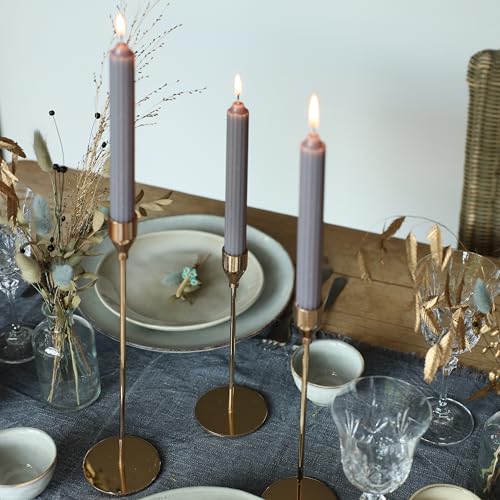 comforder COMFORDER Taper Candles Set, 4 x Table Candles Plain + Ribbed, 20 cm, 7 Hours Burning Time, Grey, 20 cm x 2.2 cm - Image 3