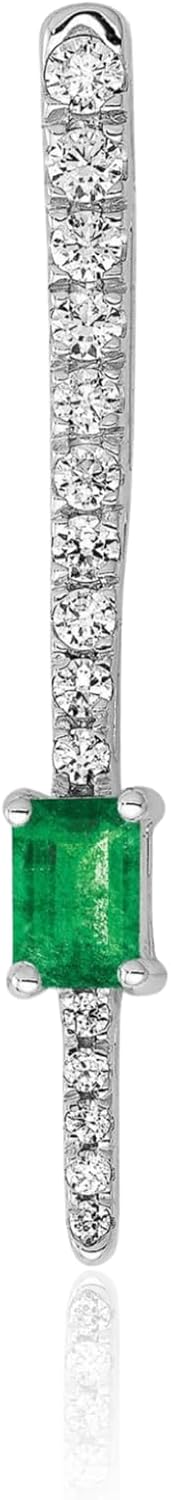 IceCarats 14K Solid White Gold 0.33 carat Diamond Medium Slide Pendant Necklace 19.5mm 3/4 inch Emerald Cut, Natural, Prong Set For Her