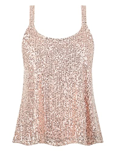 PrettyGuide Women's All Sequin Tank Tops Loose Flowy Sparkly Camisole Vest Club Party Shirt Top 6