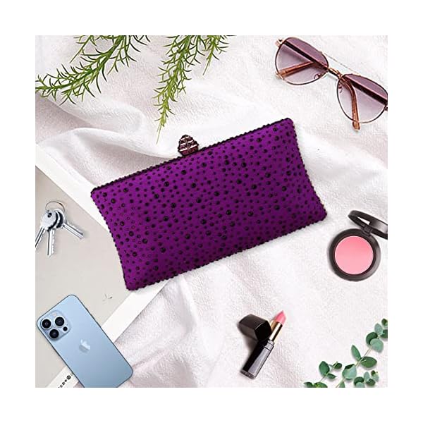 Women Beaded Clutch Bag Rhinestone Crystal Purse Glitter Evening Handbag for Wedding Cocktail Prom Party - Image 4