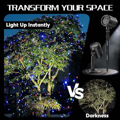 Image of Christmas Projector Lights Outdoor, 3 Color Firefly Light Show, IP65 Waterproof Light Projector Outdoor with Remote Control and Timer, Indoor Projection Lights for House Garden Holiday Xmas Decor