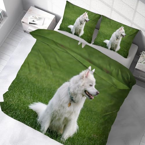 Housse de couette 240x260 Malamute parure de lit 3 pièces microfibre