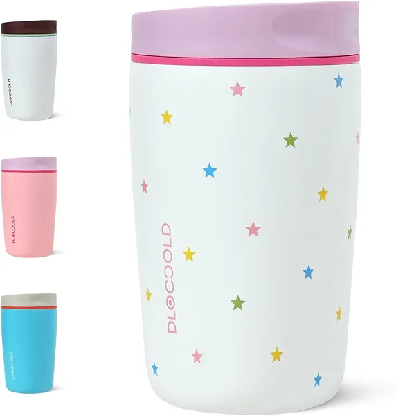 DLOCCOLD Insulated Stainless Steel Coffee Tumbler with Spill Resistant Lid, Reusable Iced Coffee Cup, Cup Holder Friendly Travel Coffee Mug, 12oz