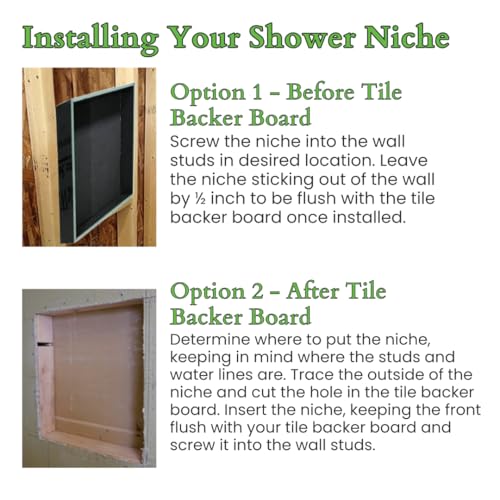 Shower Niche Insert Tile Ready, Recessed Wall Niche, Shower Inserts Kit for Bathroom Wall, Recessed Shelf Insert, Lightweight and Durable, Grid Surface for Easy Tile Application, Square, 14x14 Inches - Image 6