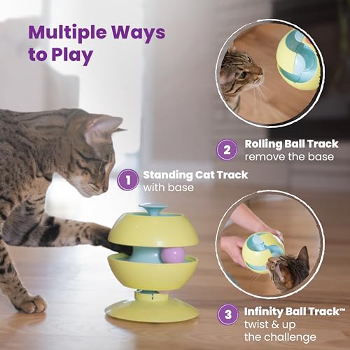 Image of Catstages Twist-A-Ball 3-in-1 Convertible Cat Track Toy, Rolling Ball Toy for Indoor Cats, Green