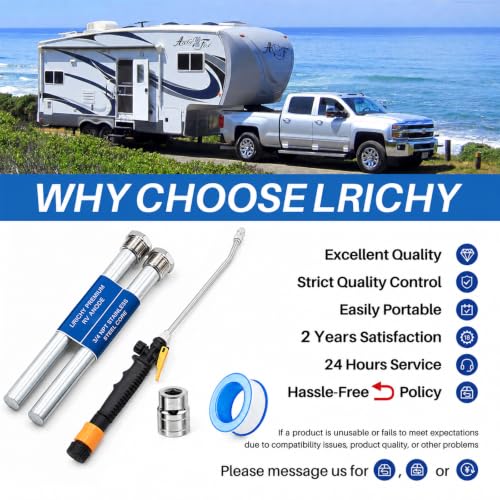 Image of 5 Pcs Upgrade RV Water Heater Anode Rod, Flush Wand Maintenance Kit | 9.25 inchL x 3 /4 inch NPT, 2 x Stainless Steel Hex Head Premium AZ31B Magnesium Anode Rods, Socket Tool & PTFE Tape, for Suburban