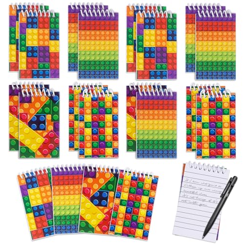 32PCS Mini Bloques De Construcción Cuadernos Espiral, Colorido Juego De Bloques De Cuaderno, Mini Cuadernos De Motivación La Diversión, Bolsa De Fiesta De Ideas De Regalo De Relleno Niños