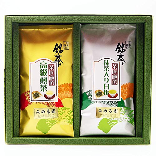 お茶 ギフト 高級煎茶 「松」 抹茶入り 上白折 2本 セット 進物 贈り物 プレゼント 宇治茶 お茶 日本茶 緑茶 茶葉 みのる園 お茶の種類 お食事用 おやつ用 来客用 お歳暮 お中元 母の日 父の日 敬老の日 お祝い 内祝い 香典返し 粗供養 御礼