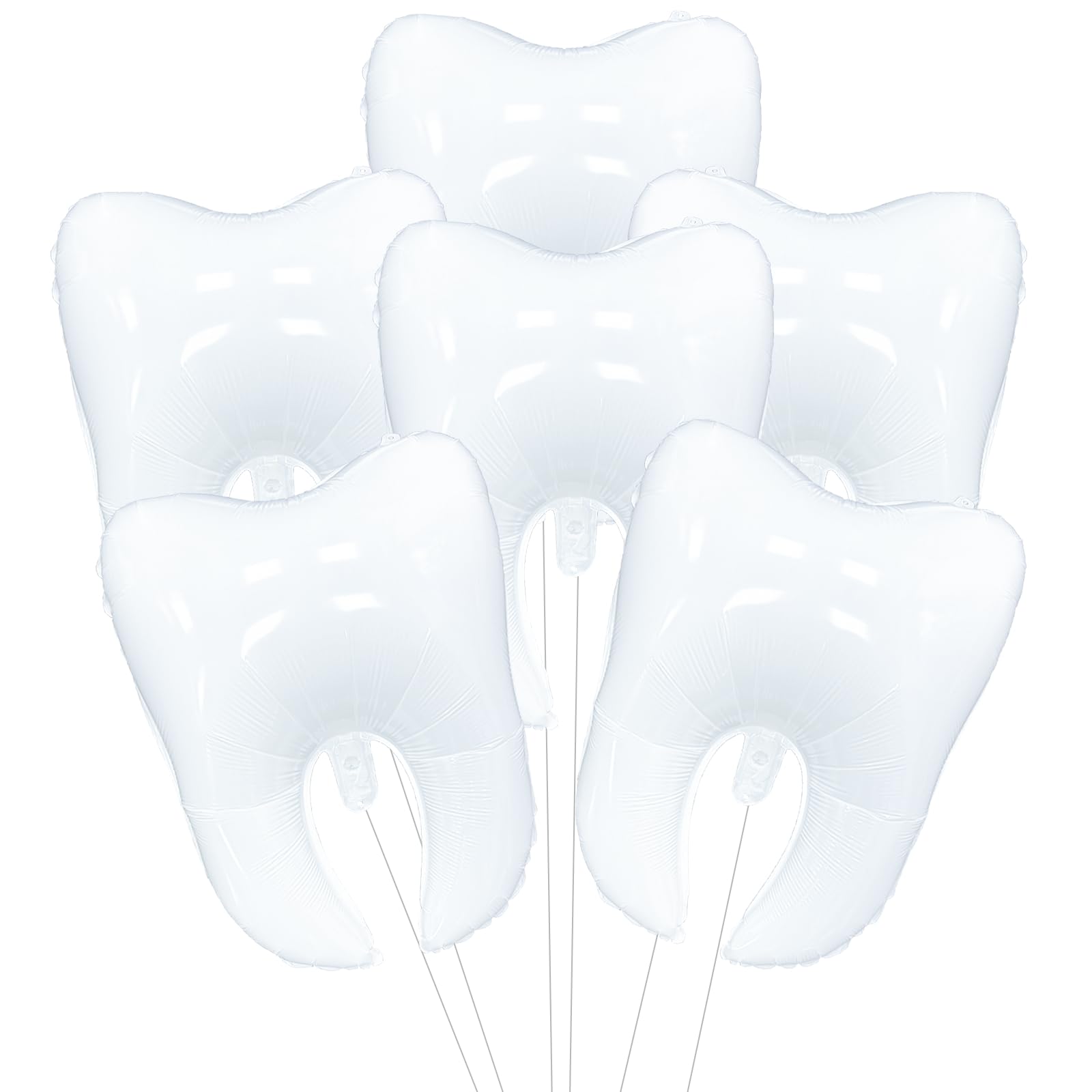 6 Pieces White Tooth Foil Balloons Decorations, 22 Inches Mylar Dental Balloons for Graduation, Tooth Fairy Parties, Dentist Office Decor, Kids First