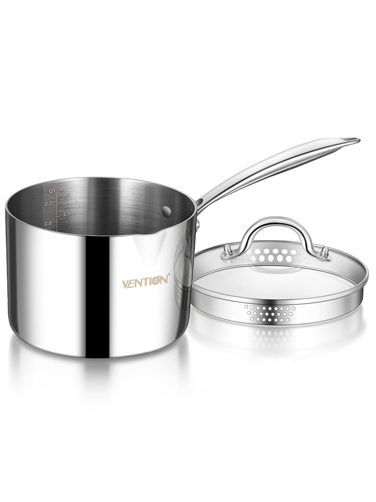 VENTION Tri-Ply Stainless Steel Draining Saucepan for Induction Hob 18cm