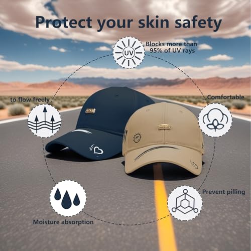 Image of Baseball Cap for Women Men - Adjustable Size Hat | Sun Protection,Colourfast,Moisture Wicking,Ponytail Hole,Wrinkle Free