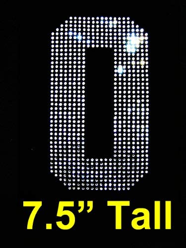 Rococo Designs7.5" Rhinestone Iron on X- Large Sports Jersey Number Zero "0" Rhinestone Iron on Hotfix Transfer Number Bling DIY ~Free Star Decal~ ~~ Made in USA