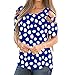 T-shirt da donna con scollo rotondo stampato a croce larga, Blu, XXL