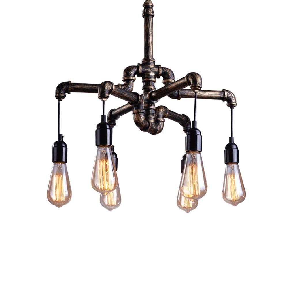 Industrial Pipe Chandeliers Loft Pendant Hanging Lighting with 6 Sockets Metal Iron Retro Nostalgic Chandelier for Dinning Room,Kitchen,Foyer