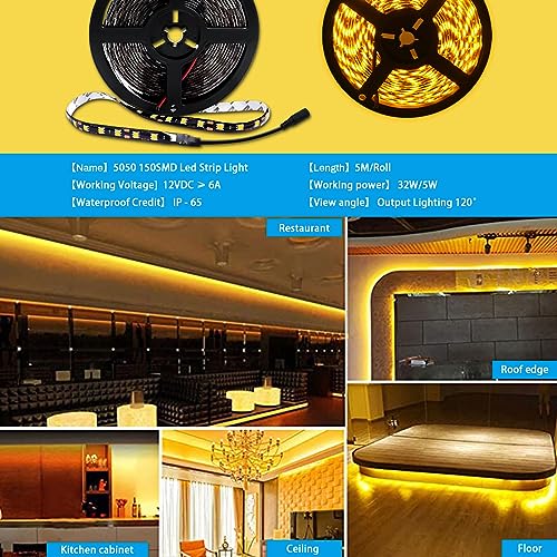 Tira de luces LED amarilla 5M impermeable y flexible miniatura 2