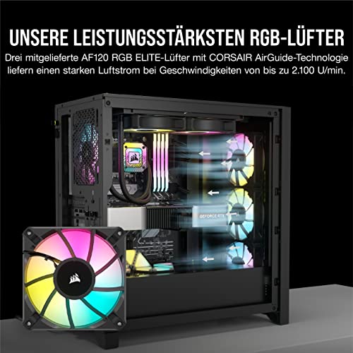 Corsair iCUE 4000D RGB Airflow Mid-Tower-Gehäuse, 3 × AF120 RGB Elite-Lüfter – iCUE Lighting Node PRO-Beleuchtungssteuerung… – Ansicht 5