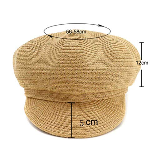 Dosomi Womens Straw Visor Beret Hats Newsboy Cap For Ladies Breathable Summer Spring Cabbie Caps Khaki #TOP1