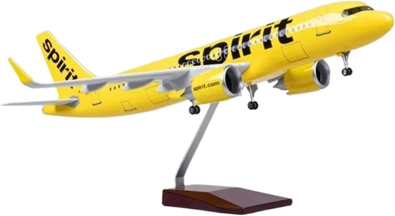 1/80 for A320 NEO Spirit Airlines Model Plane 47CM Collector's Showcase Gift Enthusiasts Hobby Playgame Kit(with Light)