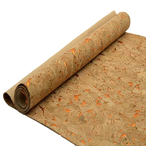 Image of SorenCut Cork Fabric Roll 12.5 x 52 Inch - Mosaic Gold Embellished Cork Leather Fabric for Earrings, Bow Making, Bags, Wallets & DIY Sewing Projects - Vegan Leather Alternative Craft Sheet
