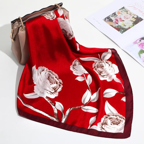 Silk Neck Scarf for Women - 27.5x27.5 inch Scarf for Women Hair, Soft Lightweight Fashion Square Bandanas4