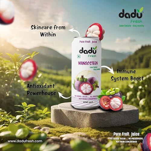 Image of Dadu Juice Combo Pack | Pure Natural, Not from Concentrate, No Added Sugar, No Artificial Flavors or Preservatives | Passion Fruit, Mixed Berries, Mangosteen, Soursop | 4 Cans x 250ml
