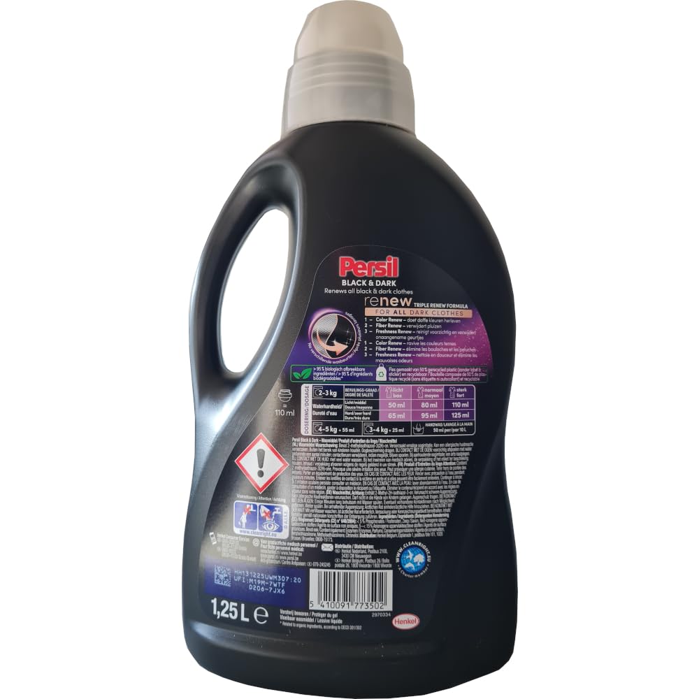 4er Pack - PERSIL Color Flüssigwaschmittel - Renew - für dunkle Kleidung - 1250ml / 25 Waschladungen